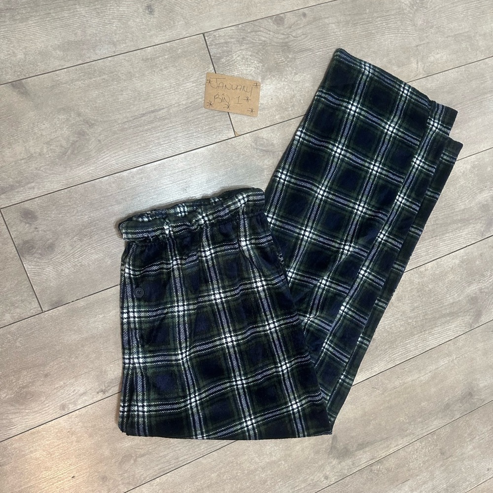 Preswick & Moore Premium Men’s Plaid Pajamas Silky Fleece XL Navy Green - Picture 16 of 16